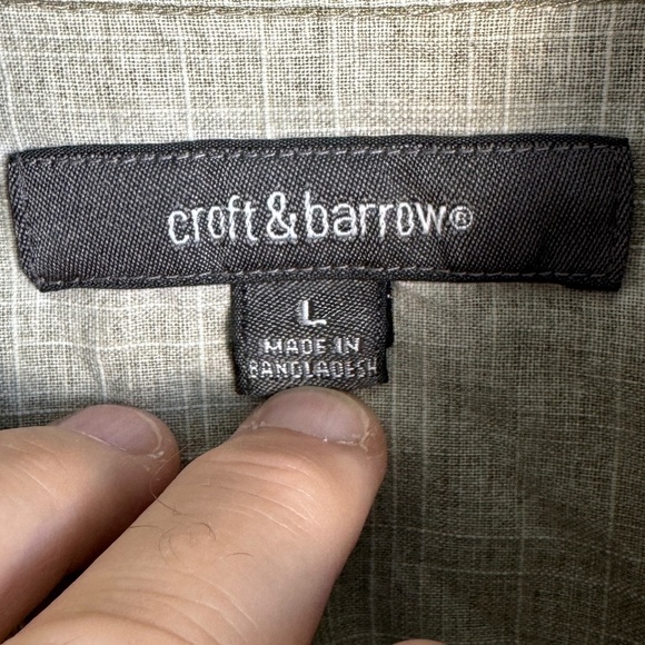 Croft & Barrow Men's Beige Short Sleeve Button Up Casual Dress Shirt Size Large - Picture 3 of 12